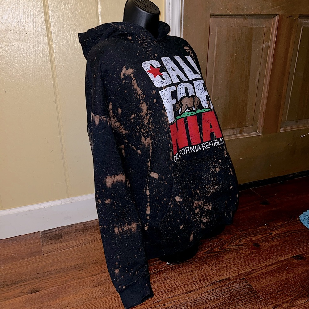 LAST CALL California Republic Black Tie Dye Splatter Hoodie Size L - Picture 5 of 14